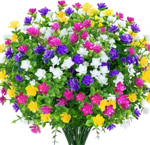 16 Bundles Outdoor Artificial Flowers UV Resistant Fake Boxwood Plants, Faux Gre - Picture 1 of 7