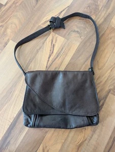 Victoria Leather Co braune Klapp Handtasche Messenger Bag USA Vintage - Bild 1 von 8