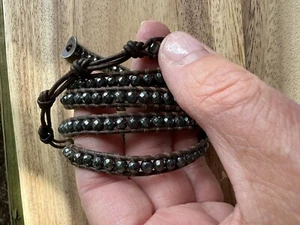 CHAN LUU 5 strap brown leather silver gray Black nuggets adjustable boho - Picture 1 of 8