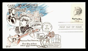 DR WHO 1978 FDC CARL SANDBURG POET DORIS GOLD CACHET M42019 - Picture 1 of 2