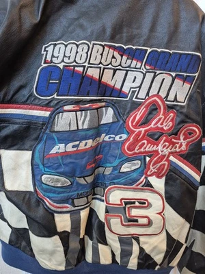 Chaqueta de cuero Jeff Hamilton NASCAR, Dale Earnhardt JR Bush Championship. 1998 Foto 1 de 4
