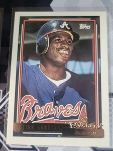 Inserto ganador DEION SANDERS 1992 Topps Gold #645.  BRAVES - Imagen 1 de 1