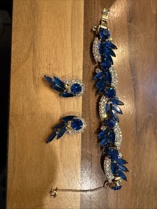 Pulsera D&E Juliana 5 Eslabones con Estrás Vidrio Azul Navettes De Colección + Pendientes - Imagen 1 de 14