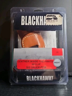 Blackhawk Leather Holster, Inside Pant w/clip| RH, Brown;  Sig P238|  421433BN-R - Image 1 of 2