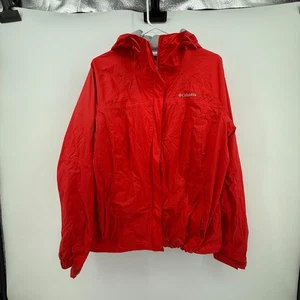 Columbia Winterjacke rot Kapuze Outdoor Gr. XL Wandern Full Zip packbar - Bild 1 von 13