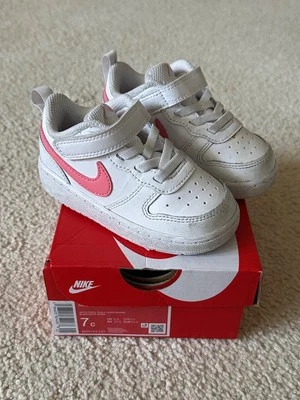 Toddler Girls Nike Court Borough Low 2 TDV Athletic Shoes Pink & White Size 7C - Image 1 of 4