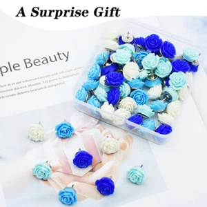 30pc Office Decor Thumb Tacks Cute Cork Board Pins Decorative Flower Shaped Pins - Picture 1 of 21