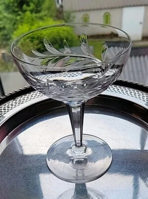  STUART Crystal England WINDERMERE Low Champagne Coupe 5 1/8" Tall SIGNED  - Image 1 of 4