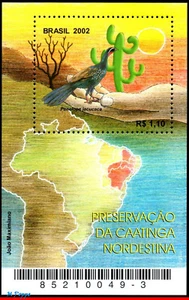2849 BRAZIL 2002 PRESERVATION OF CAATINGA, BIRDS, CACTI, PLANTS, MI# B119, MNH - Picture 1 of 2