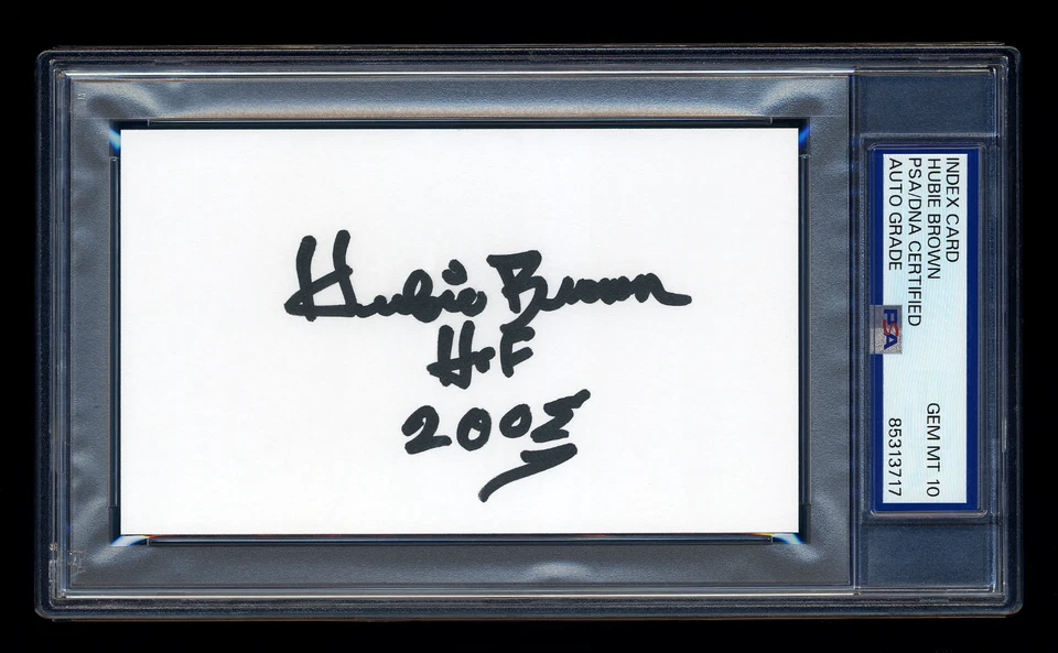 HUBIE BROWN SIGNED INDEX CARD PSA/DNA HOF AUTO KENTUCKY COLONELS ABA GEM MINT 10 - Image 1 of 1