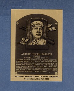 AL BARLICK, umpire Official Hall of Fame METALLIC plaque-card | 1 of 1000 issued