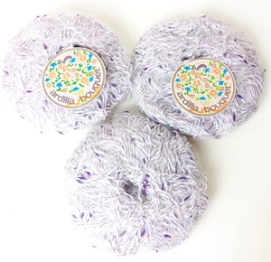 Vintage Acrylic Mohair Wool Blend Yarn Pink Purple Off White Lot 3 Skeins - Picture 1 of 2