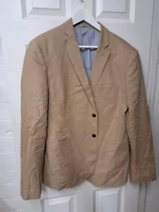 Marks Spencer Linen Jacket UK 44 Blazer Beige Buff Light Brown London - Picture 1 of 17