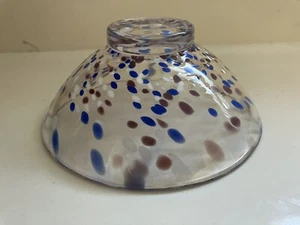 Art Glass Footed Bowl Blue Purple Confetti Splash NEW COND 5.75” x 2.25” - Picture 1 of 3