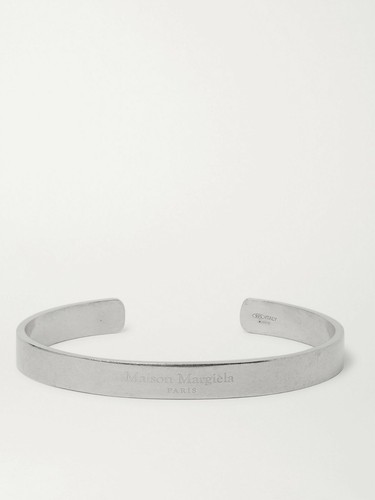 NUOVO $595 MAISON MARGIELA bracciale in argento sterling con logo inciso taglia L GRANDE 2021