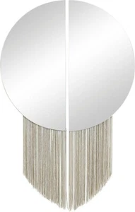 LeGer Wand Deko Objekt Spiegel FRANKA 2-teilig mit Fransen 30cm Silber - Bild 1 von 3