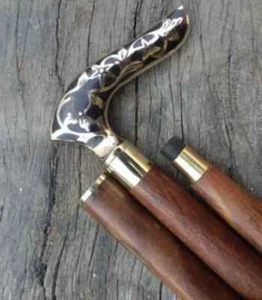 Bastón de diseño mango de latón bastón de madera marrón artículo de regalo - Imagen 1 de 6