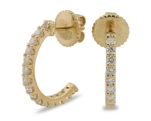 Half Hoop Lab-Created Diamond 1.01 ct Earrings in 10k Solid Yellow Gold - Picture 1 of 9