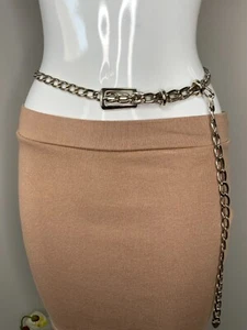 Calvin Klein Women’s Size Adjustable Silver Toned Metal Link Belt Heart End - Picture 1 of 7