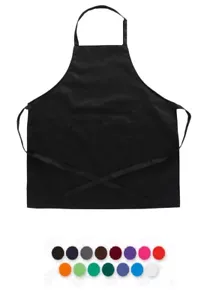Plain Apron Bib Washable Pocket Butcher Waiter Chef Kitchen Cooking Craft AU - Picture 1 of 22