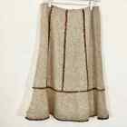 Vintage Loft Brown Herringbone 4P Silk Wool Tulip Skirt Raw Thread A-Line