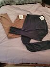 2 Pair Infinity Raine Navy Blue Leggings And Tan ONE SIZE Nwt
