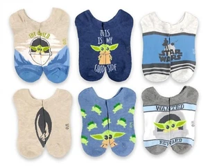 Star Wars Socks Boys Large Shoe Size 3-9 The Mandalorian Baby Yoda Kids No Show - Picture 1 of 7