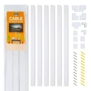 Simple Cord Cable Concealer On-Wall Cord Covers With 6, 25” Raceways, 150” - Picture 1 of 4