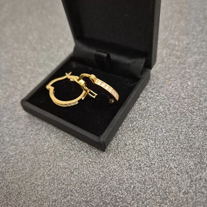 Swiss Star Zirconia hoop earrings in 14k gold over sterling silver - Picture 1 of 6