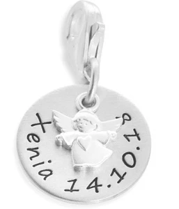 Silber Charm Anhänger Namensanhänger Charm Kettenanhänger silber Gravur Engel - Bild 1 von 3