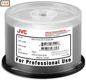 600-Pak JVC PRO (Ritek Pro) 16X 4.7GB Shiny-Silver Top DVD-R's in Cakebox - Picture 1 of 2