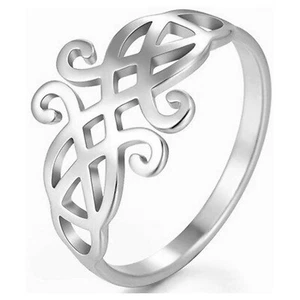 Celtic Infinity Knot Ring Silver Stainless Steel Viking Norse Band Sizes 6.5-10 - Picture 1 of 4