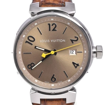 Reloj de cuarzo para hombre LOUIS VUITTON Tambour Q1112 fecha esfera marrón R#143738 Foto 1 de 4
