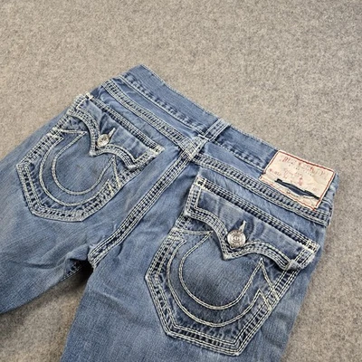 True Religion Jeans Mens 33 Blue Denim Ricky Big QT Pocket Flap Chunky Stich - Image 1 of 4