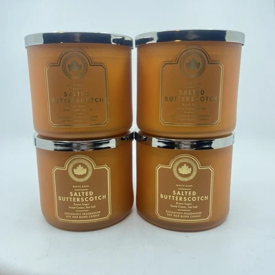 bath and body works (4 Pc)  SALTED BUTTERSCOTCH 3 Wick Candle New! - Image 1 of 2