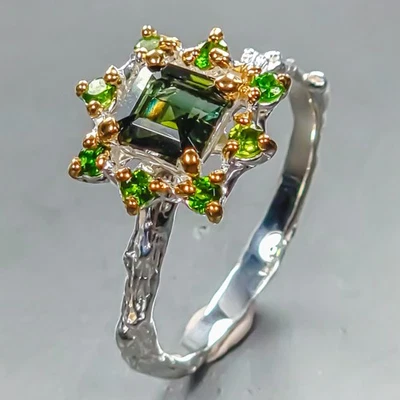 Anillo Joyería Turmalina Natural Anillo Plata de Ley 925 Talla 7.75/R446230 Foto 1 de 4