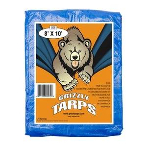 Grizzly Tarps by 8' x 10' Large Multi-Purpose Waterproof Heavy Duty Poly Tarp... - Picture 1 of 9