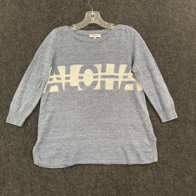 Suéter Madewell Mujer XS Azul Lino Aloha Pullover Cuello Redondo Tejido Ligero Foto 1 de 4