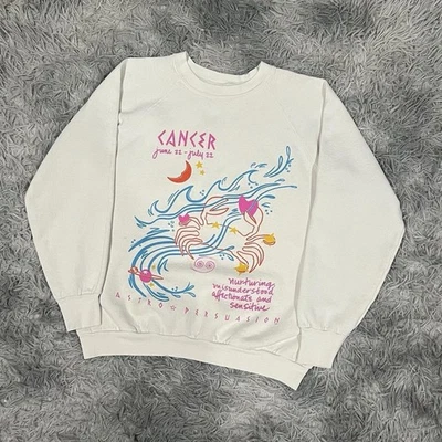 Vintage Cancer Zodiac Horoscope Sweatshirt Crewneck Size Women’s Large *Stained* - Image 1 of 4