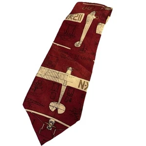 Smithsonian Institution The Spirit Of St. Louis Neck Tie NWOT Airplane Red - Picture 1 of 16