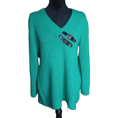 Suéter Pullover Monroe and Main Para Mujer Talla Grande Verde Foto 1 de 4