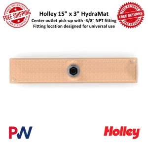 Pastilla de salida central rectangular Holley 15"" x 3"" HydraMat con accesorio NPT -3/8 - Imagen 1 de 8