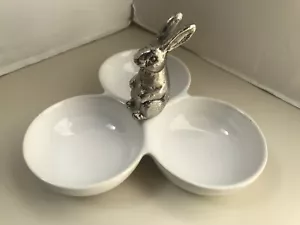 Nuevo Cerámica Granero Georgia Conejo Triple Acondimento Plato para servir en caja - Imagen 1 de 5