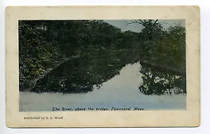 Townsend MA Mass Der Fluss über der Brücke, antike Postkarte - Bild 1 von 2