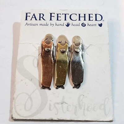 Broche prendedor figurativo bon entre 3 hermanas metales mixtos artesanos descabellados Foto 1 de 3