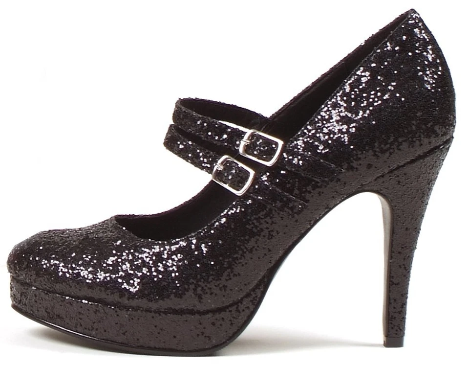 421-JANE-G, 4" Double Strap Glitter Mary Jane Shoes - Image 1 of 1