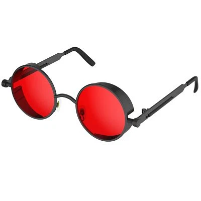 Gafas de sol retro góticas steampunk para mujer hombre lentes redondas marco de metal Foto 1 de 4