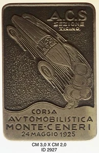 Corsa Automobilistica Monte Ceneri 1925 ACS sez Ticino distintivo “2927” - Picture 1 of 2