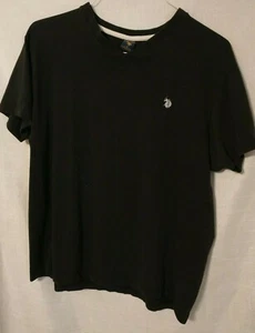 U.S. Polo Association V Neck T shirt Men's Size Medium Black Short Sleeve - Picture 1 of 6