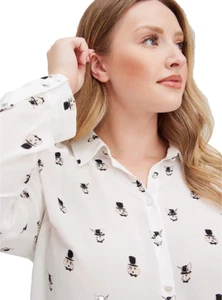 NEWTORRID (4X) Madison Blouse Georgette Dapper dogs bunnies animals ivory - Bild 1 von 5
